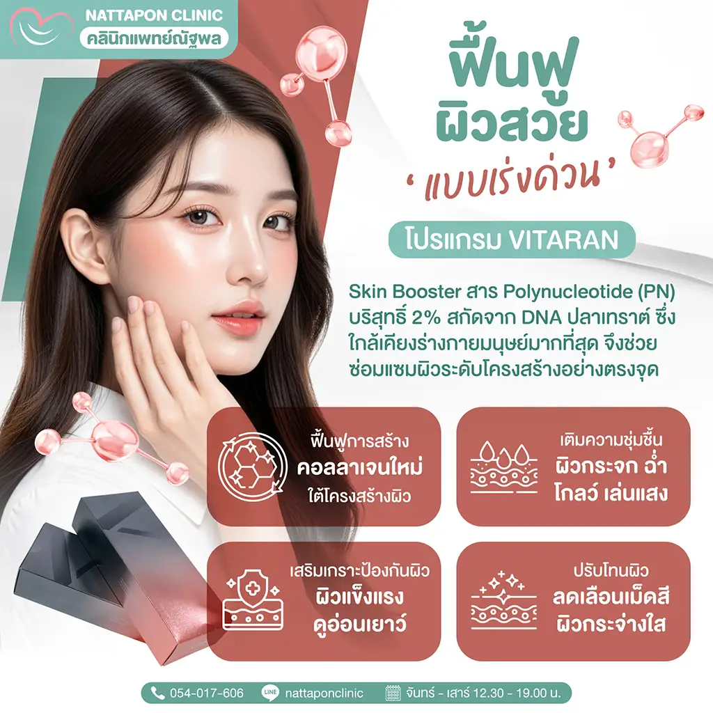 คลินิกแพทย์ณัฐพลลำปาง ฟื้นฟูสภาพผิว botox filler Hifu ริ้วรอย ยกกระชับ Skin booster 