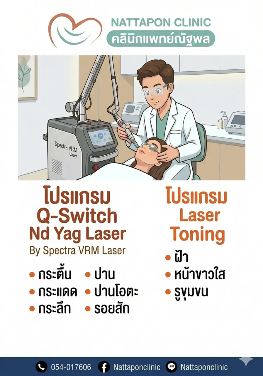 Q-switch Nd Yag Laser & Laser Toning คลินิกแพทย์ณัฐพล ลำปาง